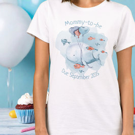 Whale Baby shower mama om aangepaste vervaldatum T-shirt