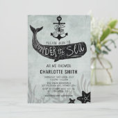 Whale Baby shower Nodig  nautische Uitnodiging uit (Staand voorkant)