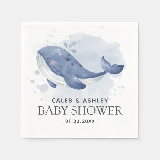 Whale Baby Shower Paper Napkin Servet (Voorkant)
