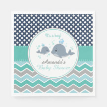 Whale Baby shower Papier Party Servet Jongen Chevr