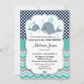 Whale Baby shower Personalized Invitation Baby Boy Kaart (Voorkant)