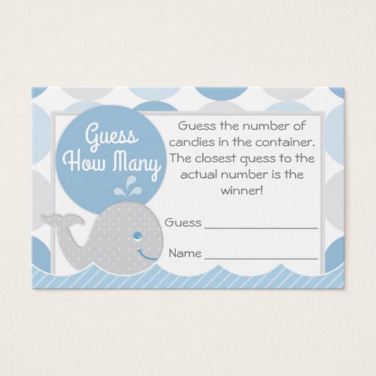 Whale Baby shower raad hoeveel Kaart er is (Voorkant)