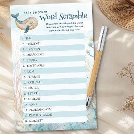 Whale Baby shower Word Scramble spel