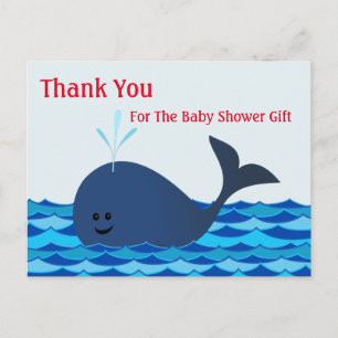 Whale, bedankt Baby shower Briefkaart