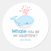 Whale ben je mijn Valentijn? Ronde Sticker (Voorkant)