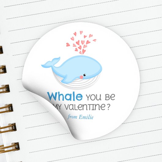 Whale ben je mijn Valentijn? Ronde Sticker