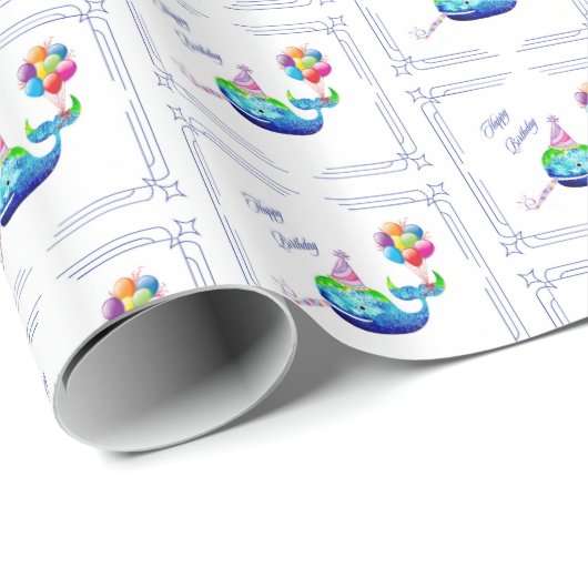 Whale Birthday Cadeaupapier (Rol Hoek)