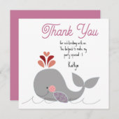 Whale Birthday Flat Thank You Card Bedankkaart (Voorkant / Achterkant)