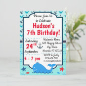 Whale Birthday Invitation Kaart (Staand voorkant)