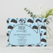 Whale Birthday Party Invitation Kaart (Staand voorkant)