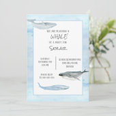 Whale Birthday Party Invitation Kaart (Staand voorkant)