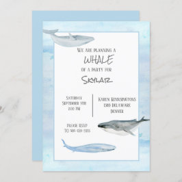 Whale Birthday Party Invitation Kaart