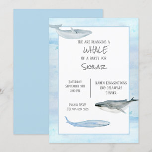 Whale Birthday Party Invitation Kaart