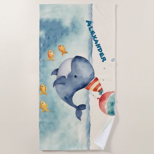 Whale Birthday Strandlaken (Voorkant)