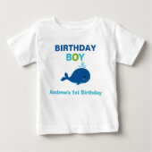 Whale Birthday T-shirt Toddler Baby Kind (Voorkant)