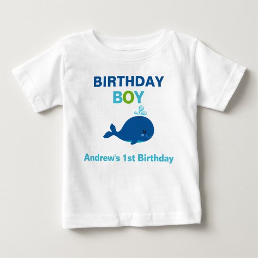 Whale Birthday T-shirt Toddler Baby Kind (Voorkant)