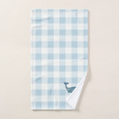 Whale Blue Check Gingham Patroon Badhanddoek Set Bad Handdoek (Handdoek)