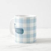 Whale Blue Check Pattern Coffee Mok (Voorkant links)
