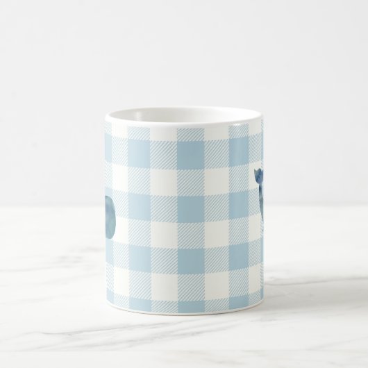 Whale Blue Check Pattern Coffee Mok (Center)