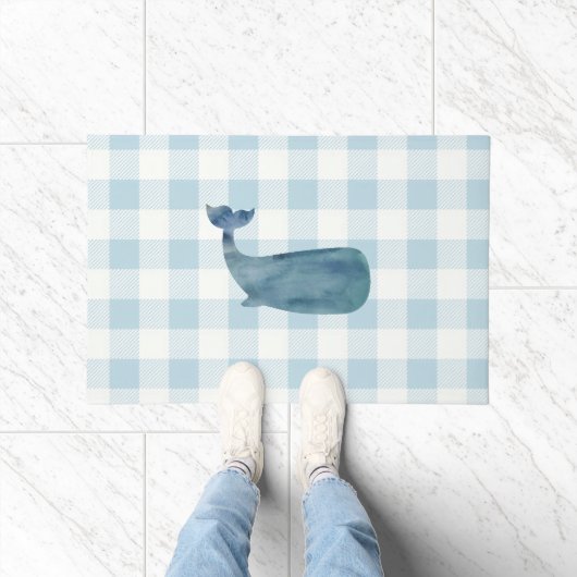 Whale Blue Gingham Buffalo Check Kust Deurmat (Binnen)