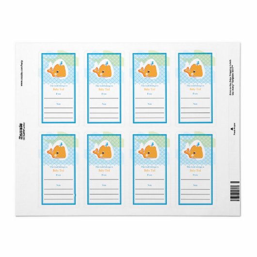 Whale Bookplaat Etiket (Full Sheet)