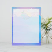 Whale Border - 8,5" x 11" briefpapier (Staand voorkant)