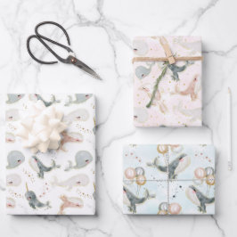 Whale Boy Meisje Verjaardag Baby shower Kinder Inpakpapier Vel