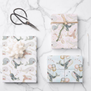 Whale Boy Meisje Verjaardag Baby shower Kinder Inpakpapier Vel