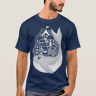 Whale brengt de stad op zijn rug t-shirt