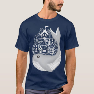 Whale brengt de stad op zijn rug t-shirt