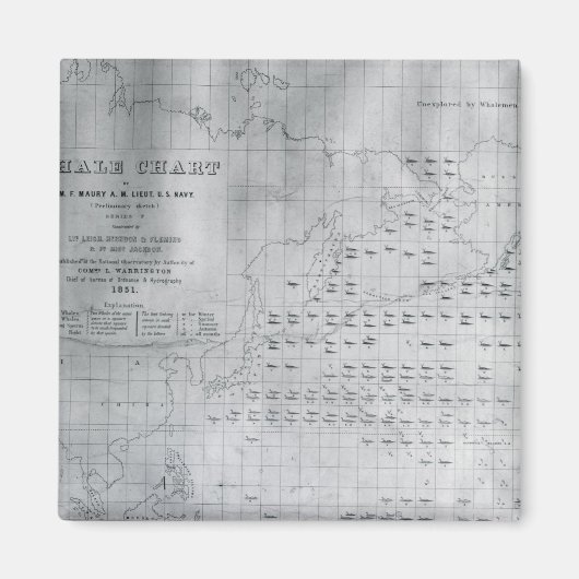 Whale Chart of the North Pacific, 1851 Magneet (Voorkant)