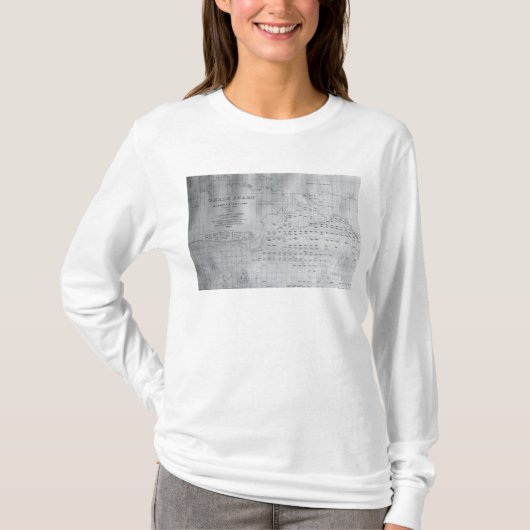 Whale Chart of the North Pacific, 1851 T-shirt (Voorkant)