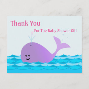 Whale, dank je meisje Baby shower Briefkaart
