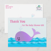 Whale, dank je meisje Baby shower Briefkaart (Voorkant / Achterkant)
