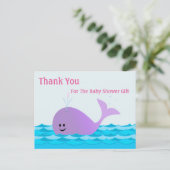 Whale, dank je meisje Baby shower Briefkaart (Staand voorkant)