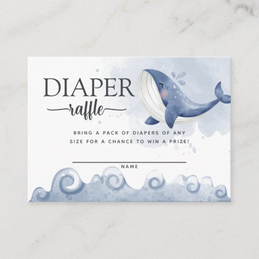 Whale Diaper Raffle-kaart invoegen Informatiekaartje (Voorkant)