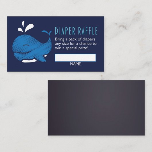 Whale Diaper Raffle Ticket (jongen) Informatiekaartje (Voorkant / Achterkant)
