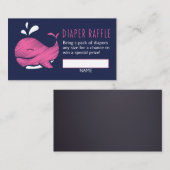 Whale Diaper Raffle Ticket (meisje) Informatiekaartje (Voorkant / Achterkant)