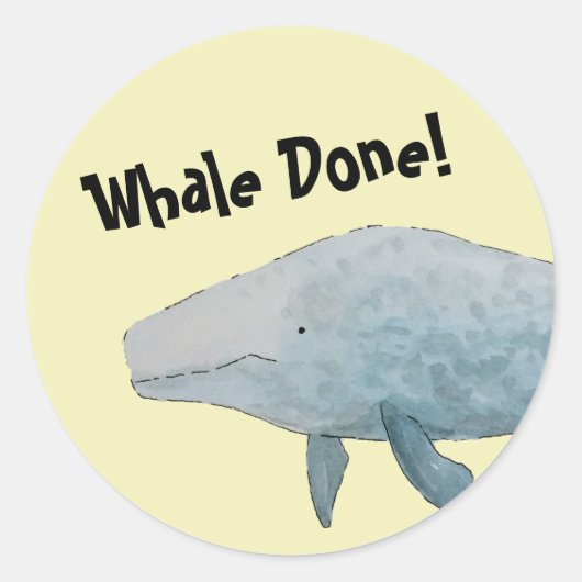 Whale Done Pun Blue Whale Ronde Sticker (Voorkant)