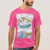 Whale Dream Blue Baseball Sleeve T-shirt (Voorkant)