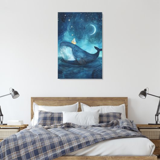 Whale Dreamscape onder Sterrennacht Canvas Afdruk (Insitu (Slaapkamer))