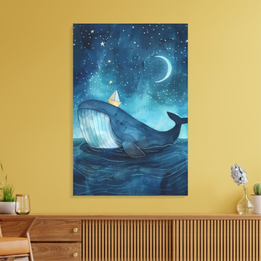 Whale Dreamscape onder Sterrennacht Canvas Afdruk (Insitu (Woonkamer))