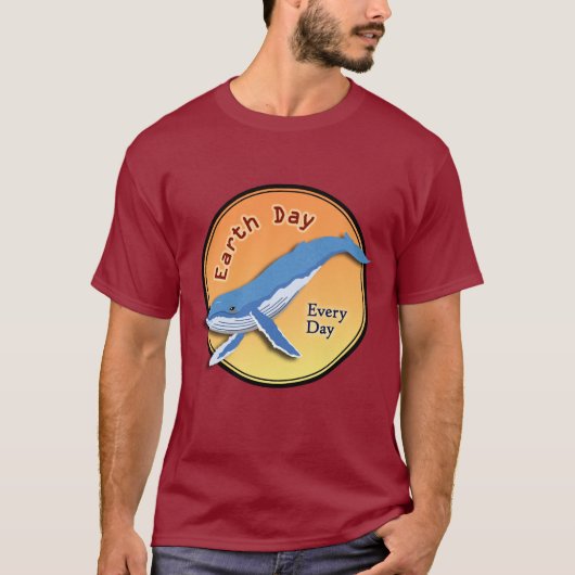 Whale Earth Day Round Motif Red T-shirt (Voorkant)