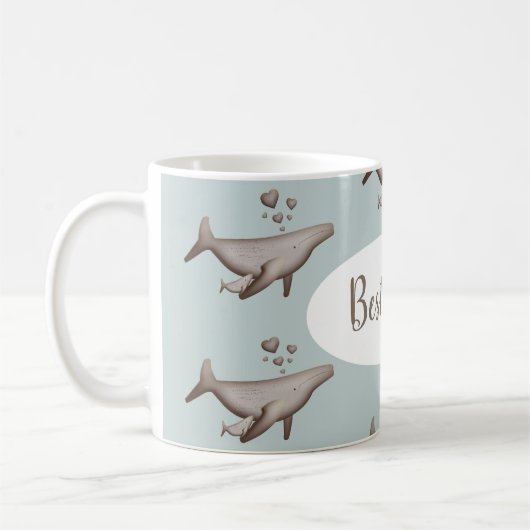 Whale en baby mok voor personalisatie (Links)