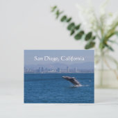 Whale en San Diego skyline Briefkaart (Staand voorkant)
