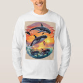 Whale Family Sunset Splash T-shirt (Voorkant)