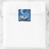 Whale Fantasy Vierkante Sticker (Tas)