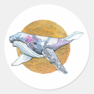 Whale Float Ronde Sticker