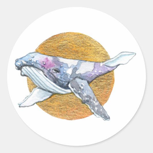 Whale Float Ronde Sticker (Voorkant)