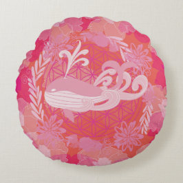 Whale flower of life rond kussen